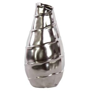 URBAN TRENDS MODERN SILVER CERAMIC 10" TALL VASE